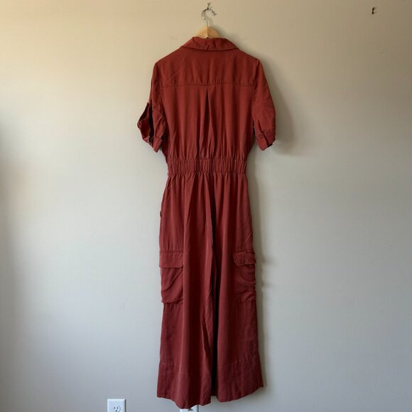 Simons | Icone Rust Lyocell Wide Leg Utility Jumpsuit - Size L - Picture 3 of 15